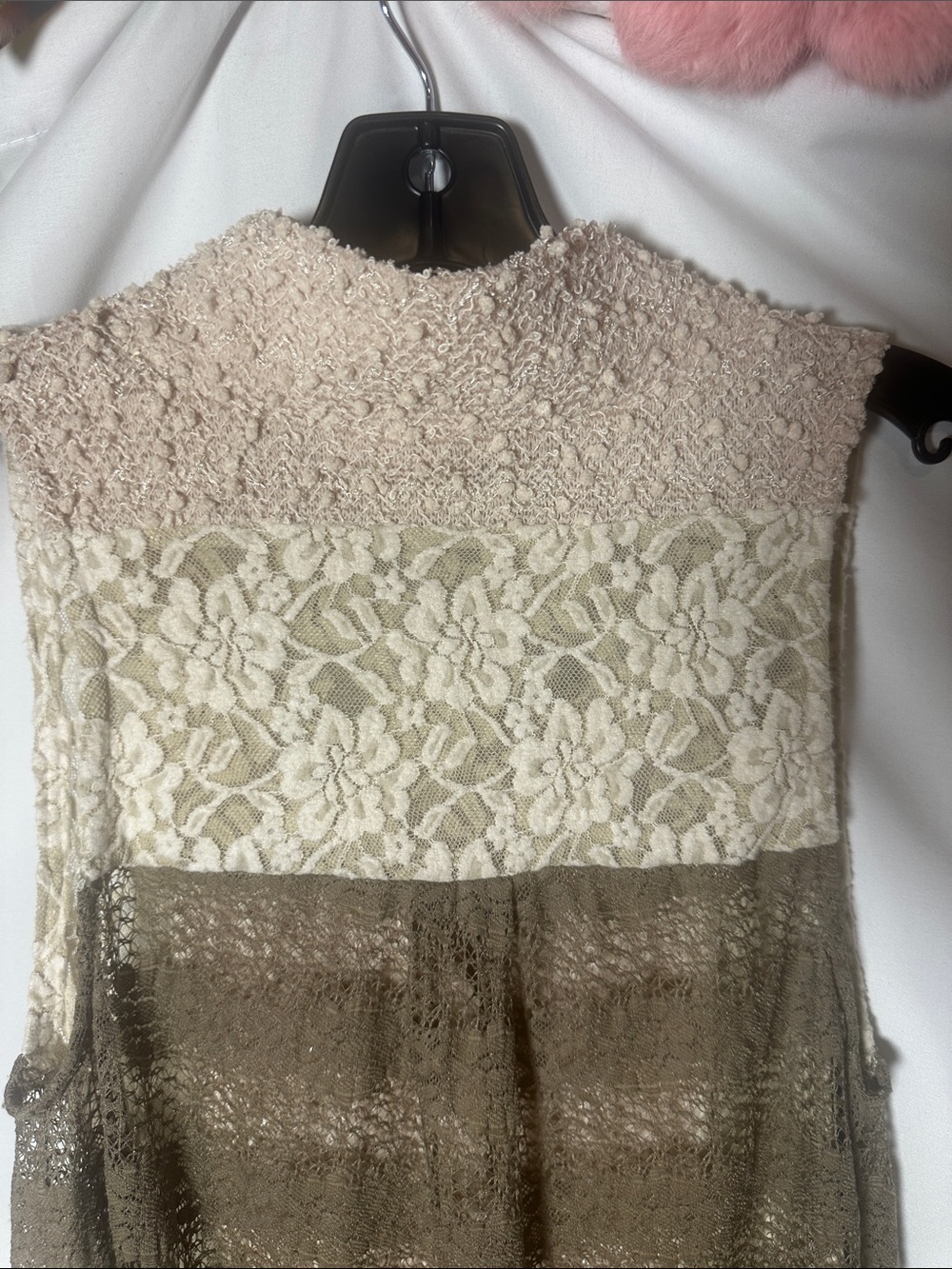 Areve Lace & Knit Layered Sleeveless Tunic in Cream and Taupe - Picture 11 of 11